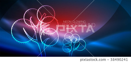 Vector neon glowing tree background Vector neon glowing tree background 38490241