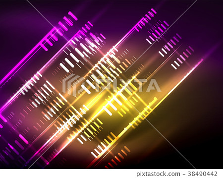 Futuristic neon lights on dark background, digital Futuristic neon lights on dark background, digital 38490442