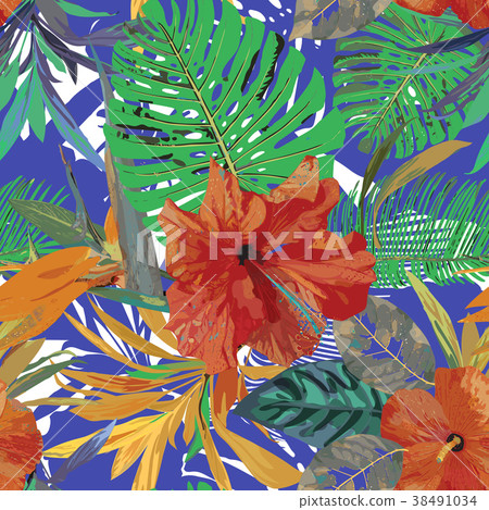 Floral seamless pattern. Background with isolated 38491034