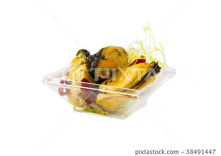 Mini canapes with seafood and vegetables and herbs Mini canapes with seafood and vegetables and herbs 38491447
