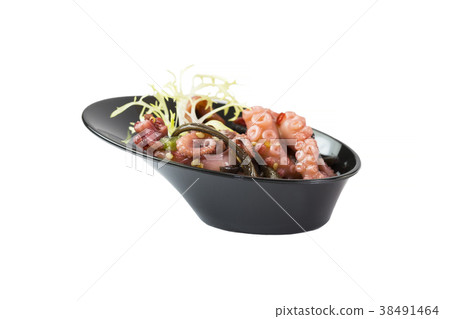 Mini canapes with seafood and vegetables and herbs Mini canapes with seafood and vegetables and herbs 38491464