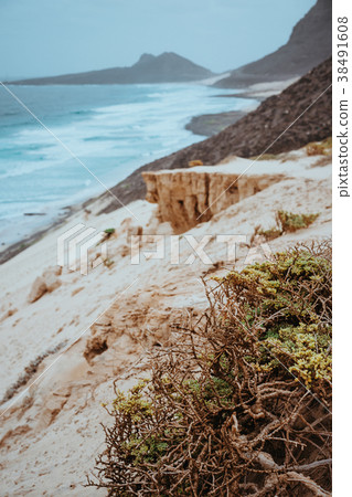Mysterious landscape of sand dunes and black 38491608