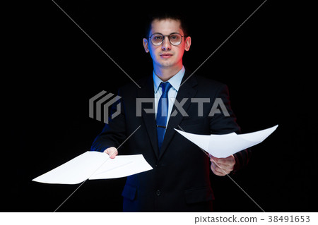 Portrait of confident handsome stylish businessman 38491653