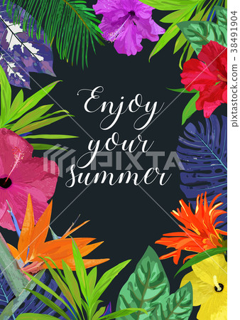 Floral card with frame for text Enjoy your summer 38491904