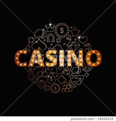 Line art vector set of Casino icons and items. Line art vector set of Casino icons and items. 38493018