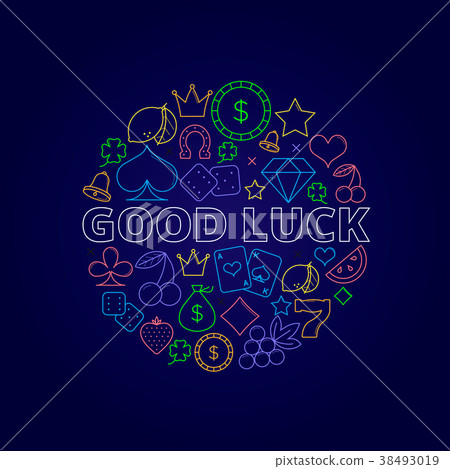 Line art vector set of Casino icons and items 38493019