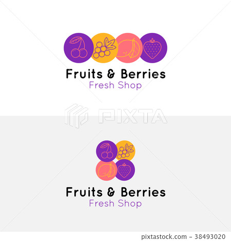 Fruits and berries line style logo Fruits and berries line style logo 38493020