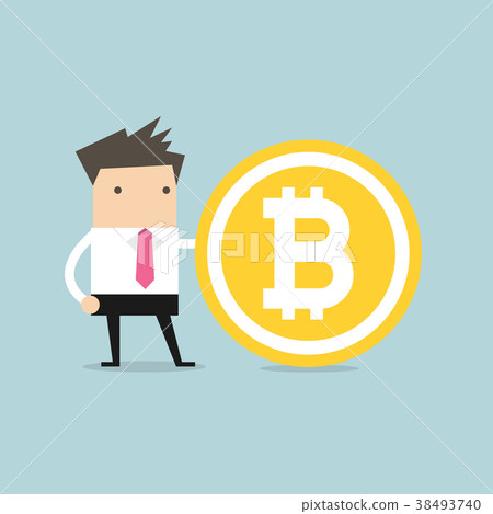 Businessman with a BitCoin. 38493740