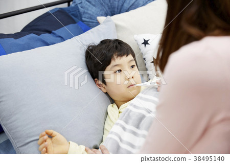 疼痛，感冒，兒童，媽媽，韓國人 38495140
