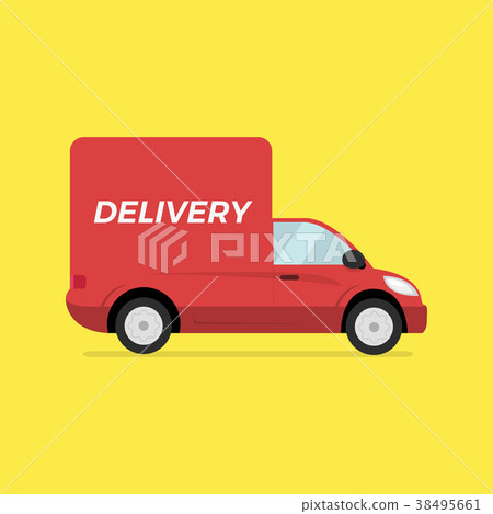 Red delivery truck. Concept fast trucking. 38495661