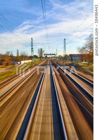 Railway tracks blur 38496443