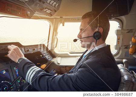 Serene pilot working in cabin 38498687