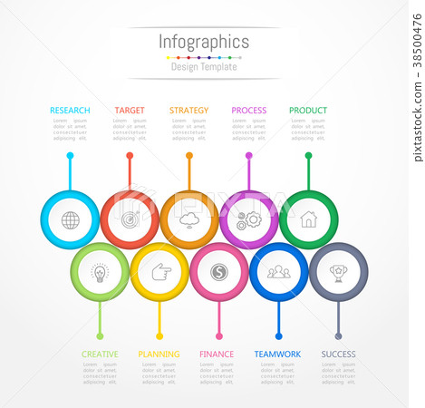 Infographic Design Elements With 10 Options. - Stock Illustration 