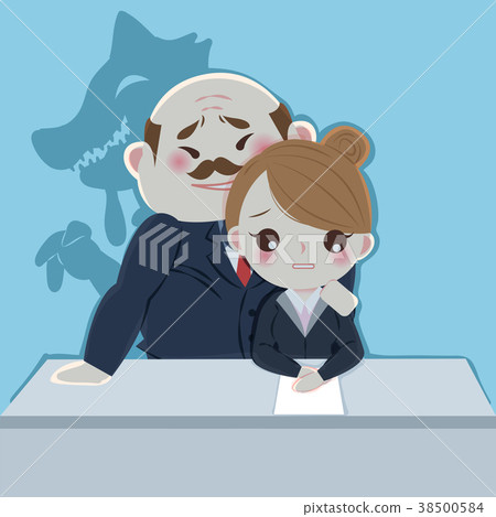 cartoon boss harassing woman - Stock Illustration [38500584] - PIXTA
