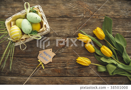 Greeting easter composition on a wood 38501008