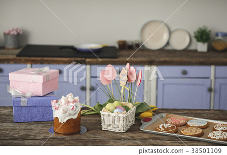 Pleasant holiday chores and preparations 38501109