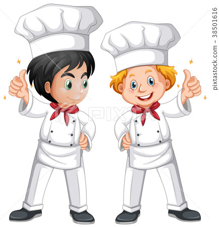 Two male chef in white costume 38501616