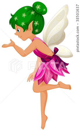 Cute fairy in purple dress with white wings 38501637