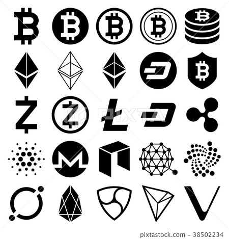 Cryptocurrency icons. Vector illustrations. Cryptocurrency icons. Vector illustrations. 38502234