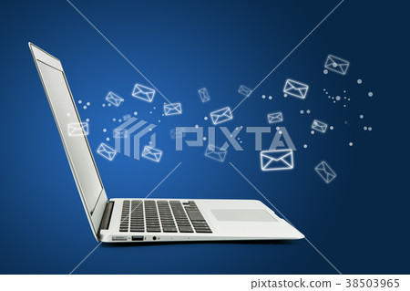 Computer laptop with sending email of contact 38503965