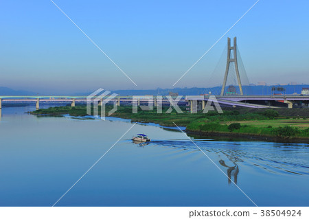 臺灣,新北市,台灣,臺灣,新北大橋,晨昏,河道,水,橋,高樓大廈,城市景觀,城市 38504924