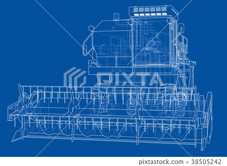 Concept combine-harvester. Vector rendering of 3d 38505242