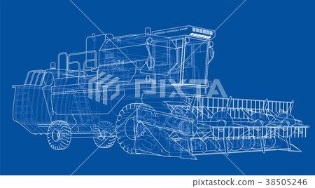Concept combine-harvester. Vector rendering of 3d Concept combine-harvester. Vector rendering of 3d 38505246