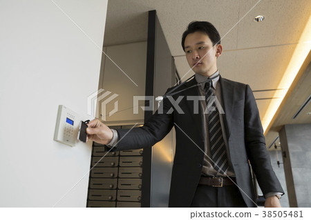 拿著ID卡片的商人打開門 38505481