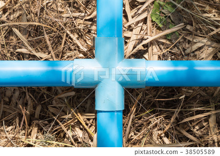 blue PVC four way cross pipe in farm, water supply blue PVC four way cross pipe in farm, water supply 38505589