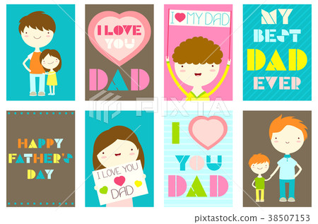 Set of Happy Father's day greeting cards Set of Happy Father's day greeting cards 38507153