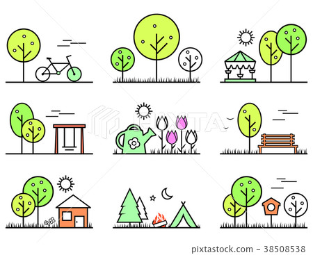 spring and summer outlines concept icons set spring and summer outlines concept icons set 38508538