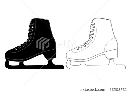 Skate. Flat black and white icons 38508781
