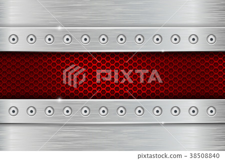 Metal texture with brushed iron plate with rivets - Stock Image ...