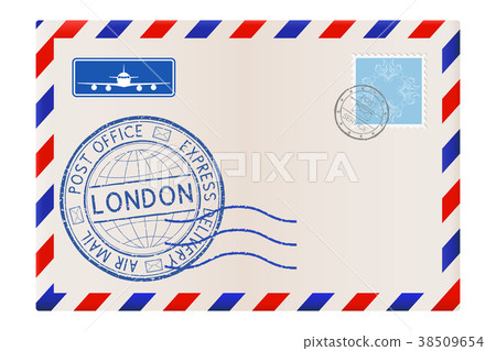 International mail envelope with LONDON stamp 38509654