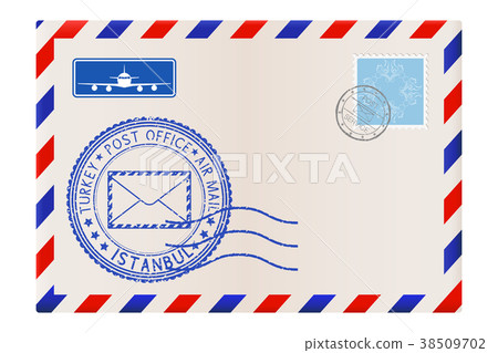 Envelope with Istanbul stamp. International mail Envelope with Istanbul stamp. International mail 38509702
