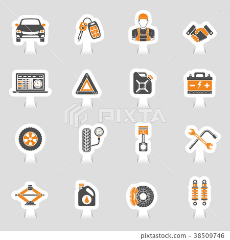 Car Service Vector Icons Sticker Set 38509746