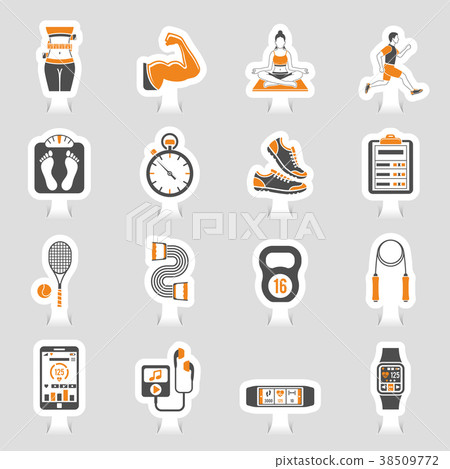 Fitness Icon Sticker Set 38509772