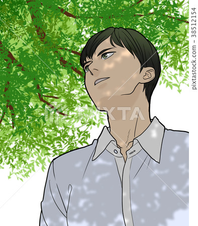 Men looking up at fresh green 38512154