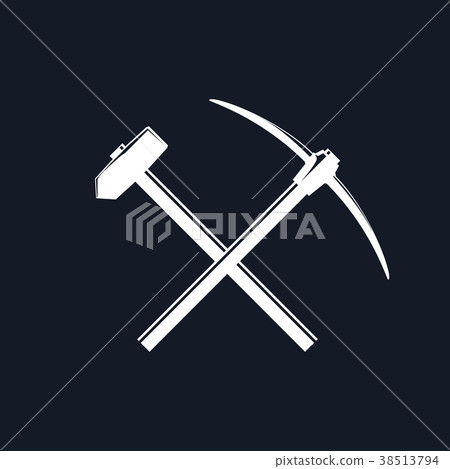 Silhouette of a Crossed Pickaxe and Sledgehammer 38513794