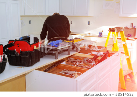 Custom kitchen cabinets in various stages Custom kitchen cabinets in various stages 38514552