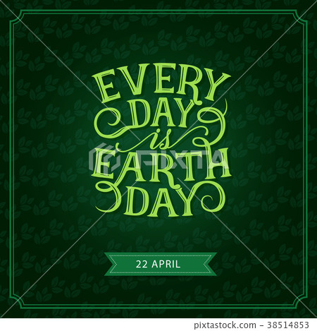 Happy Earth Day vector green leaf greeting card Happy Earth Day vector green leaf greeting card 38514853