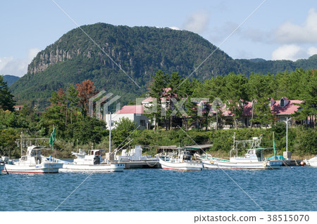 Mooring boat and scenery of Okutsu Bay 38515070