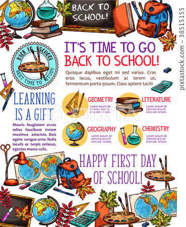 插圖素材: back to school vector learning sketch poster