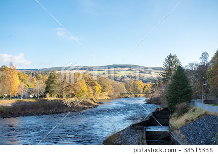 Scenic view of River Tummel, Pitlochry Dam Scenic view of River Tummel, Pitlochry Dam 38515338