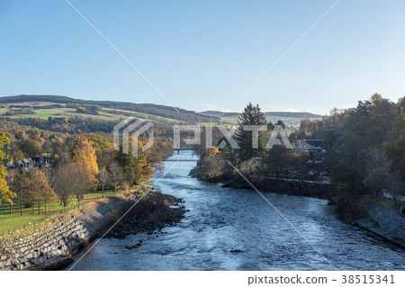 Scenic view of River Tummel, Pitlochry Dam Scenic view of River Tummel, Pitlochry Dam 38515341