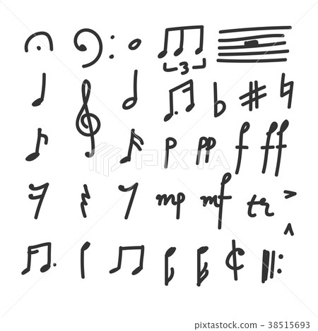 Set of Hand drawn Music Notes and Symbols icons Set of Hand drawn Music Notes and Symbols icons 38515693