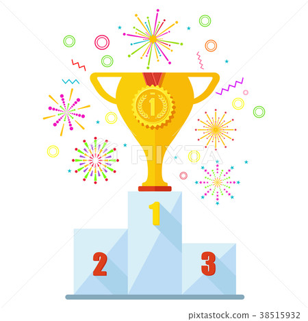 winner podium fireworks 38515932