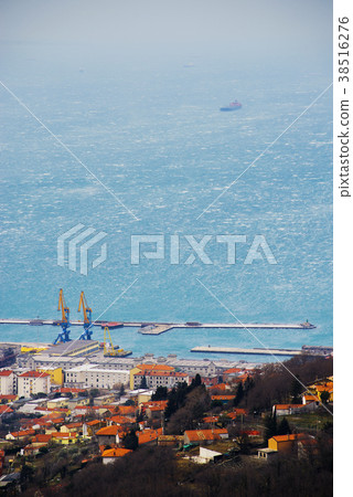 Gale-force wind Bora, Trieste, Italy. Top-view Gale-force wind Bora, Trieste, Italy. Top-view 38516276
