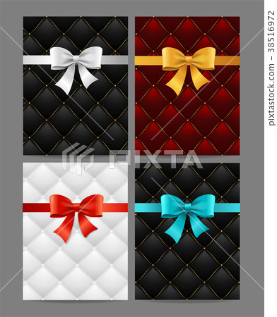Card Silk Ribbon Bow And Quilted Background Set 38516972