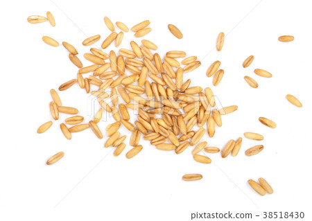 oat grains isolated on white background. Top view oat grains isolated on white background. Top view 38518430